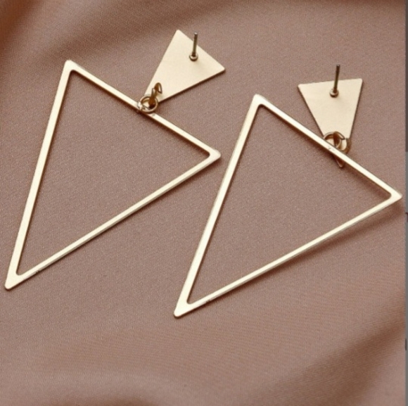 Gold Triangle Earrings - Picture 5 of 8